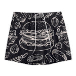 Black And White Hamburger Print Mesh Shorts