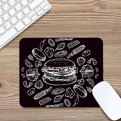 Black And White Hamburger Print Mouse Pad