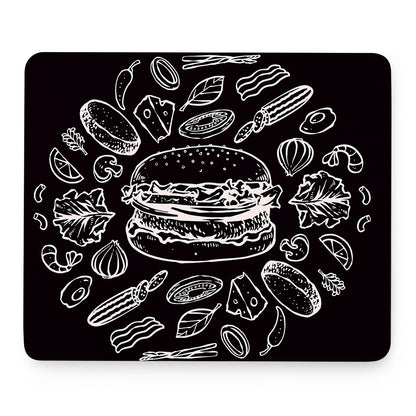 Black And White Hamburger Print Mouse Pad