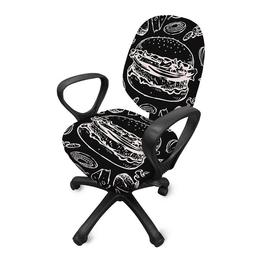 Black And White Hamburger Print Office Chair Cover