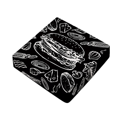Black And White Hamburger Print Outdoor Seat Cushion Cover