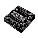Black And White Hamburger Print Outdoor Seat Cushion Cover