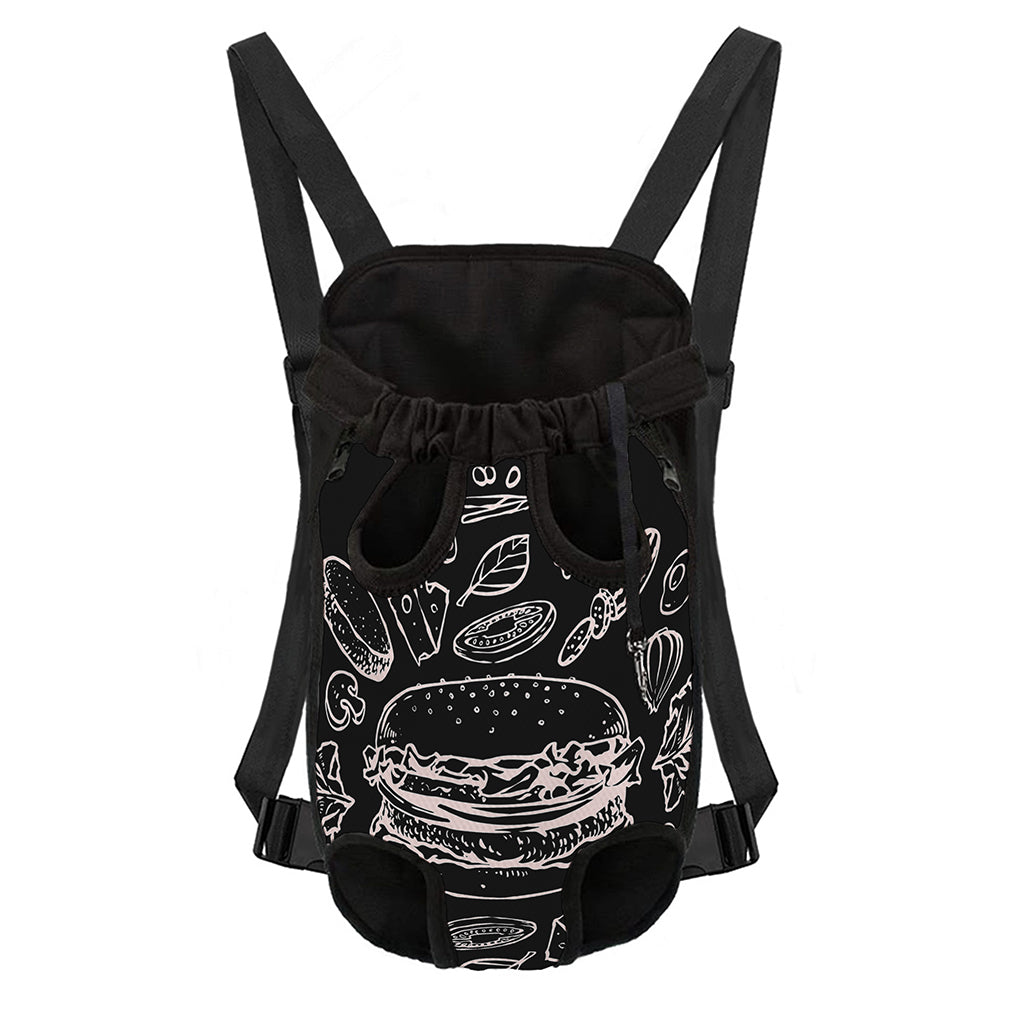 Black And White Hamburger Print Pet Carrier Backpack