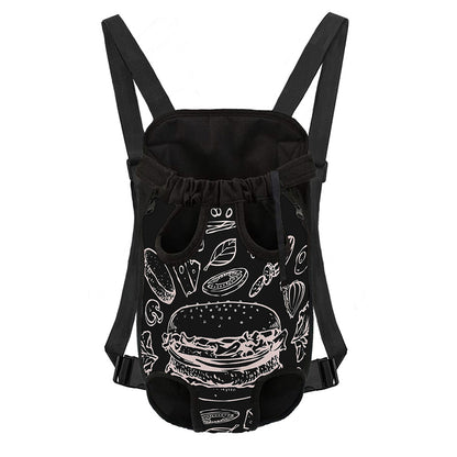 Black And White Hamburger Print Pet Carrier Backpack