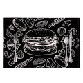 Black And White Hamburger Print Placemat