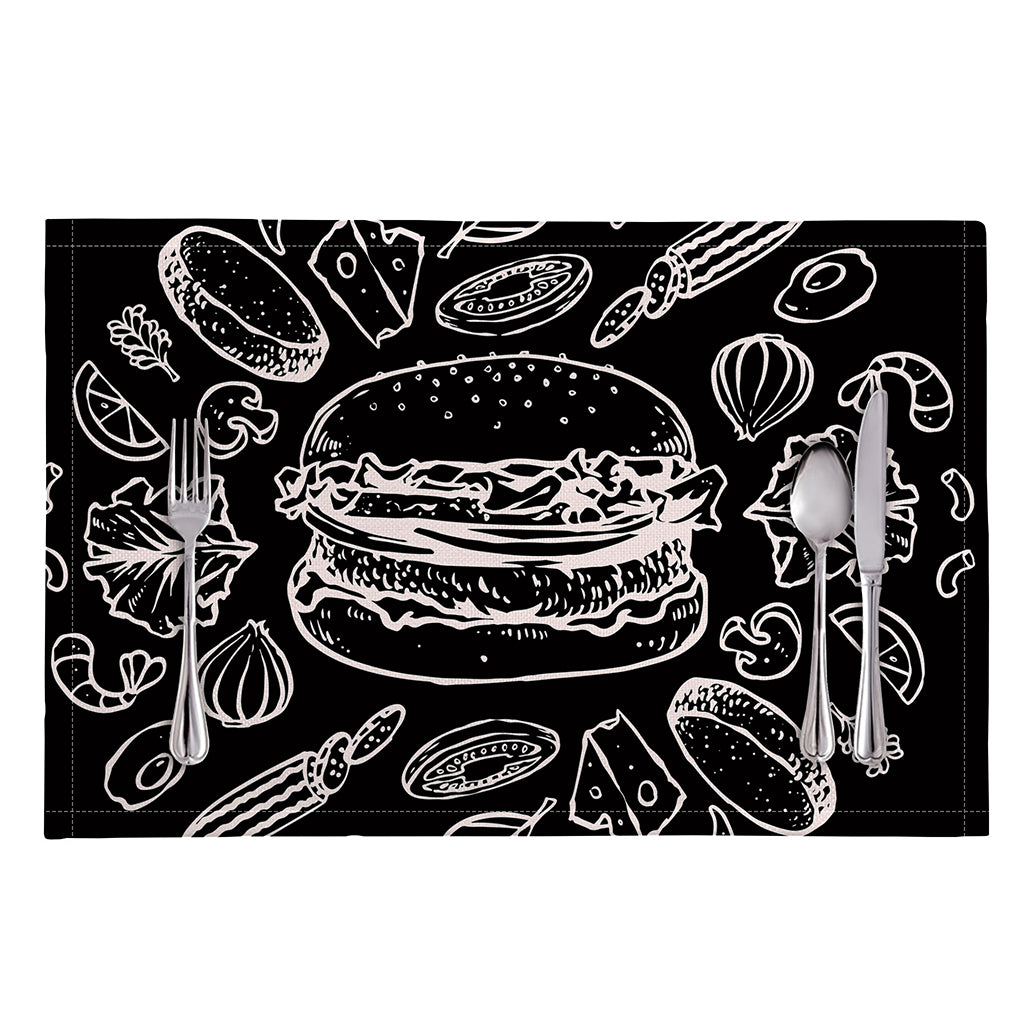 Black And White Hamburger Print Placemat