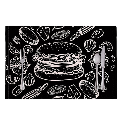 Black And White Hamburger Print Placemat