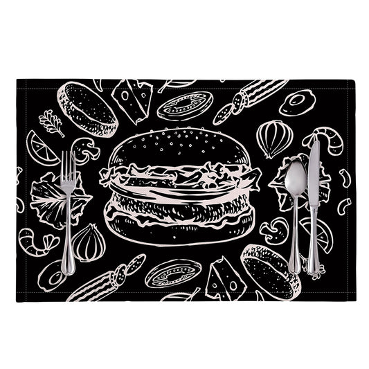 Black And White Hamburger Print Placemat