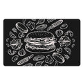 Black And White Hamburger Print Polyester Doormat