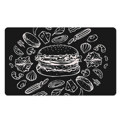 Black And White Hamburger Print Polyester Doormat