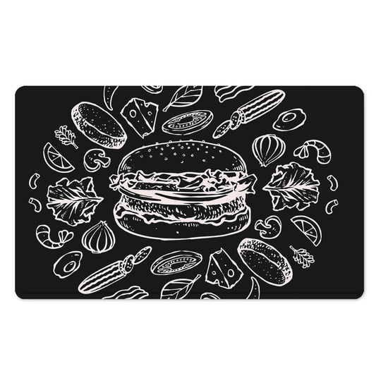 Black And White Hamburger Print Polyester Doormat