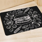 Black And White Hamburger Print Polyester Doormat