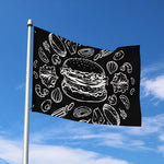 Black And White Hamburger Print Polyester Flag