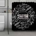 Black And White Hamburger Print Polyester Shower Curtain