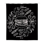 Black And White Hamburger Print Polyester Shower Curtain