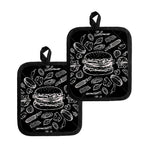 Black And White Hamburger Print Pot Holders