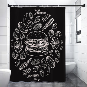 Black And White Hamburger Print Premium Shower Curtain