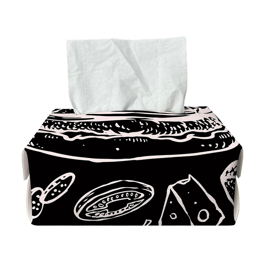 Black And White Hamburger Print Rectangle Tissue Box Cover