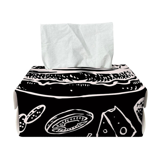 Black And White Hamburger Print Rectangle Tissue Box Cover