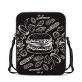 Black And White Hamburger Print Rectangular Crossbody Bag