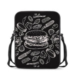Black And White Hamburger Print Rectangular Crossbody Bag