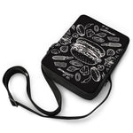 Black And White Hamburger Print Rectangular Crossbody Bag