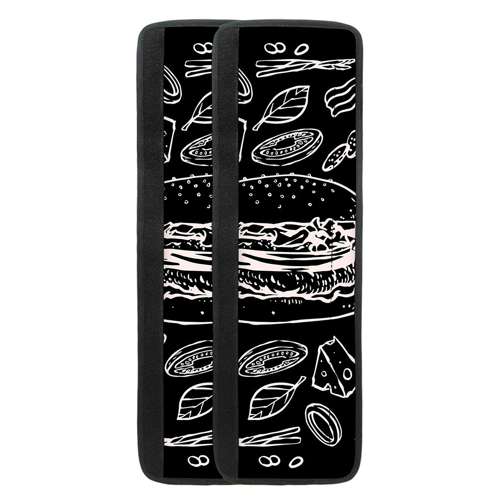 Black And White Hamburger Print Refrigerator Handle Covers