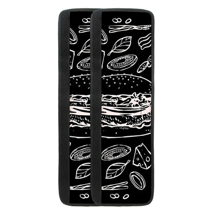 Black And White Hamburger Print Refrigerator Handle Covers