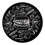 Black And White Hamburger Print Round Blanket