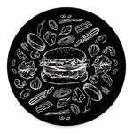 Black And White Hamburger Print Round Floor Mat