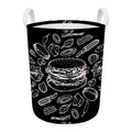 Black And White Hamburger Print Round Laundry Basket