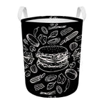 Black And White Hamburger Print Round Laundry Basket