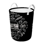 Black And White Hamburger Print Round Laundry Basket