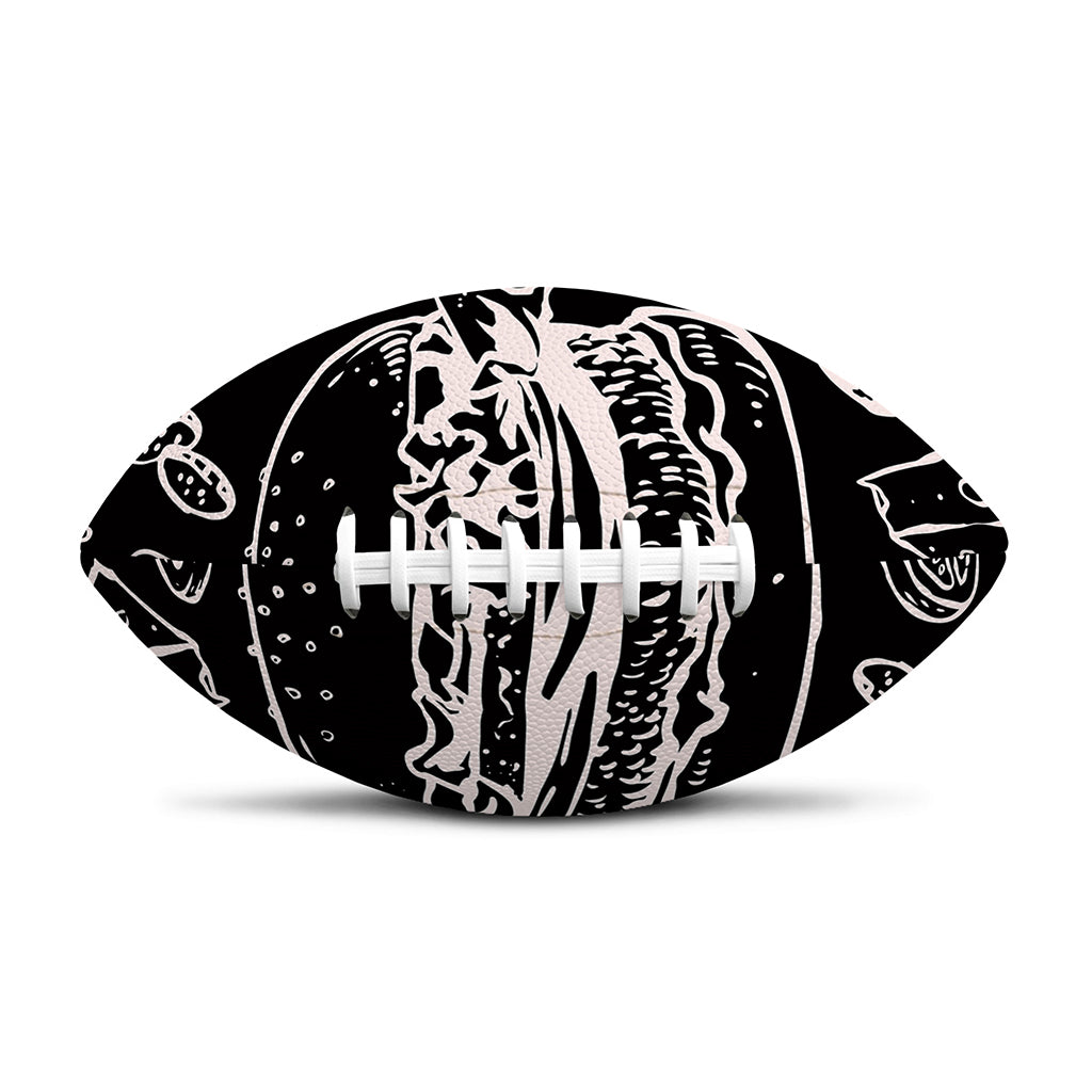 Black And White Hamburger Print Rugby Ball
