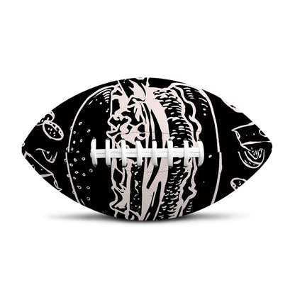 Black And White Hamburger Print Rugby Ball