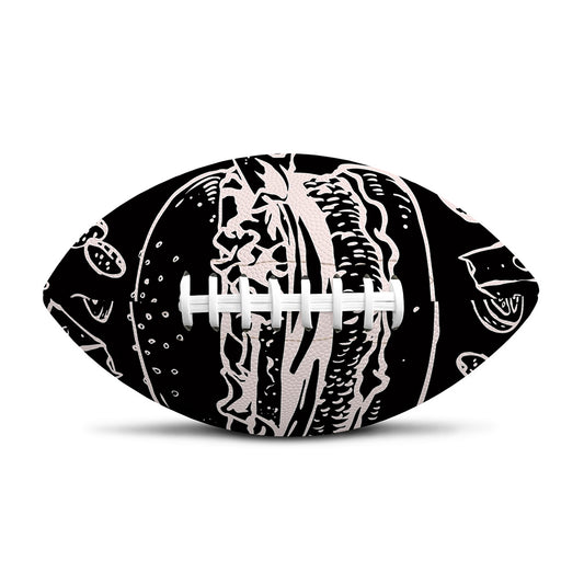 Black And White Hamburger Print Rugby Ball