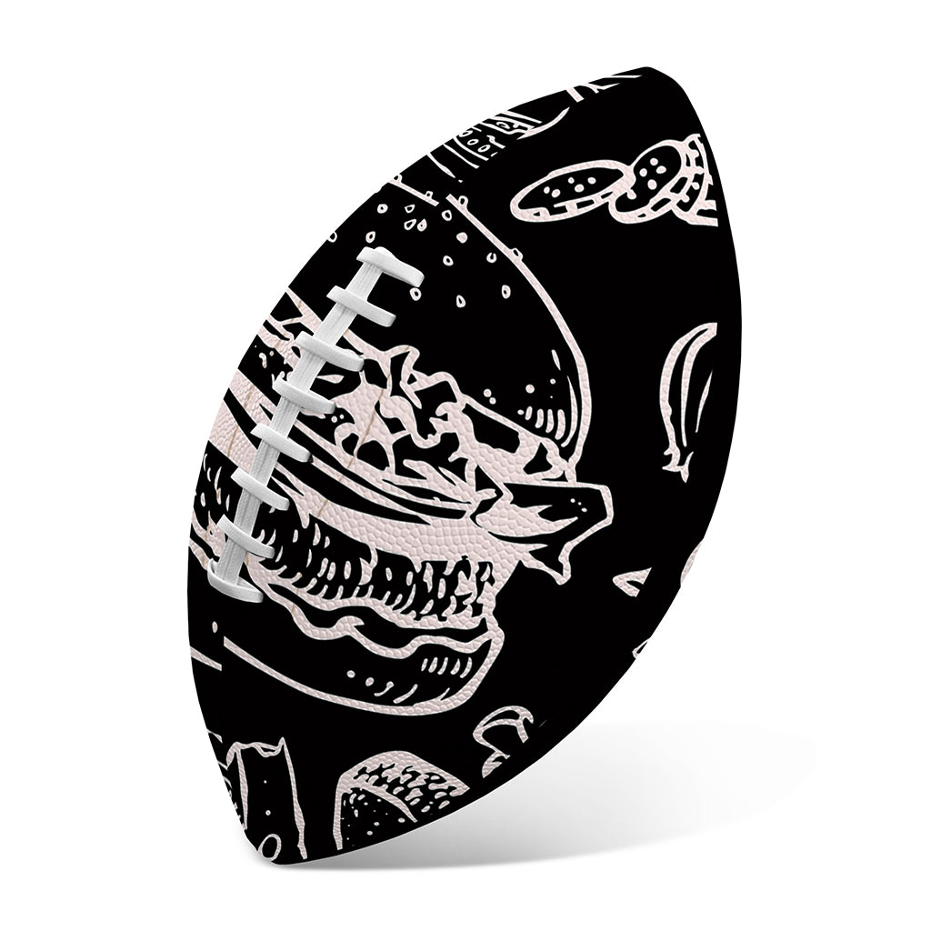 Black And White Hamburger Print Rugby Ball