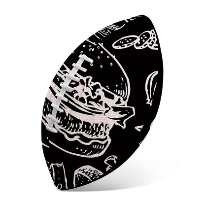 Black And White Hamburger Print Rugby Ball