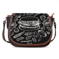 Black And White Hamburger Print Saddle Bag