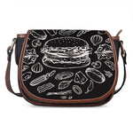 Black And White Hamburger Print Saddle Bag