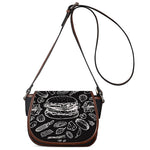 Black And White Hamburger Print Saddle Bag