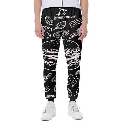 Black And White Hamburger Print Scuba Joggers