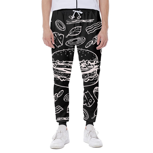 Black And White Hamburger Print Scuba Joggers