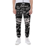 Black And White Hamburger Print Scuba Joggers