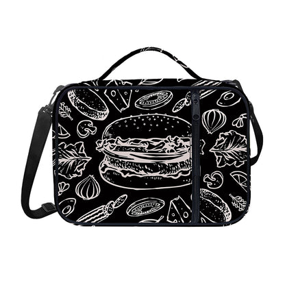 Black And White Hamburger Print Shoulder Strap Bible Bag