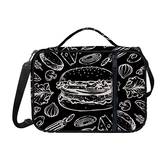 Black And White Hamburger Print Shoulder Strap Bible Bag