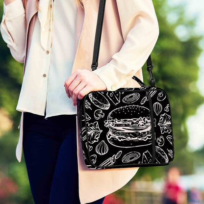 Black And White Hamburger Print Shoulder Strap Bible Bag