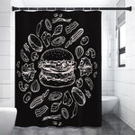 Black And White Hamburger Print Shower Curtain