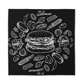 Black And White Hamburger Print Silk Bandana