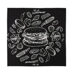 Black And White Hamburger Print Silk Bandana